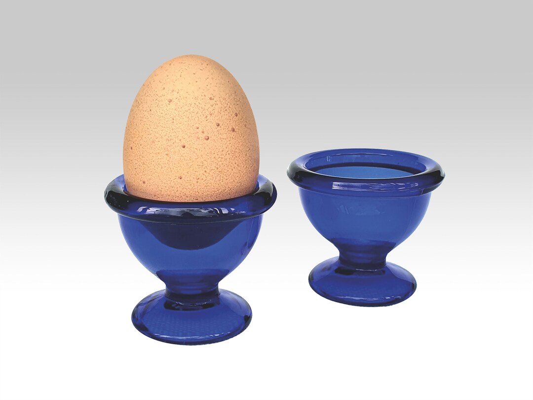 Vintage Cobalt Blue Egg Cups France Cobaltblue Glass Egg Etsy