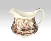 Vintage Small cream jug, Jug 39 Castles 39 Pattern, Pitcher with brown pattern, English Ironstone Tableware,