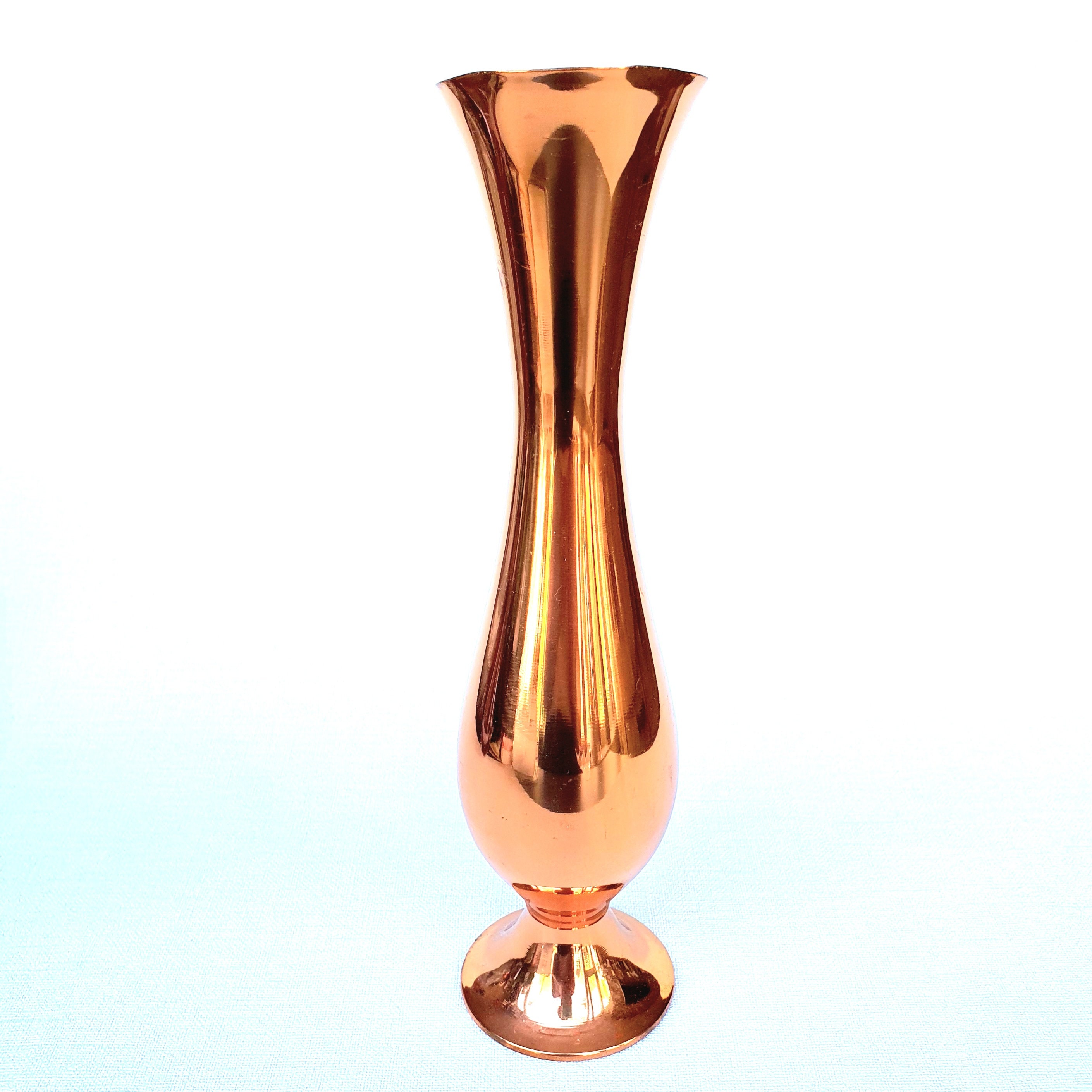 Copper Tall Skinny Vase Vintage Mid Century Modern Stylish Etsy
