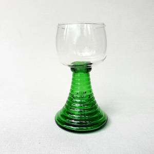 Large Vintage Roemer Wine Glass 1970s, Emerald Green Ribbed Beehive Stem Roemer