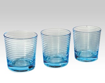 Vintage Turquoise Drinking Glasses - Set of 2 Plus Bonus Chipped Glass