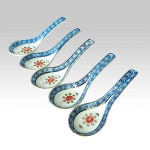 Vintage Chinese porcelain soup or rice spoons