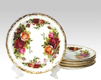 Servizio di mini piatti in porcellana fine Royal Albert Old Country Roses, prodotto in Inghilterra