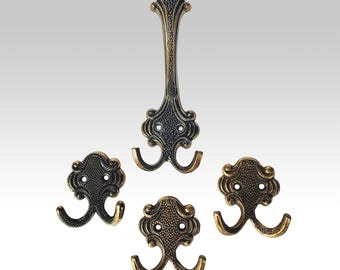 Vintage small and large brass Coat Hooks