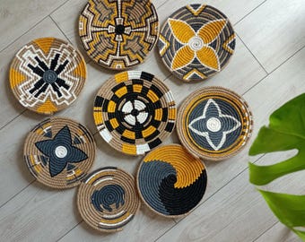 Cestas de pared, Juego de 8 cestas de pared, Decoración de cestas de pared, Decoración de cestas de pared africanas, Cesta de pared bohemia, Cesta africana, Decoración de pared