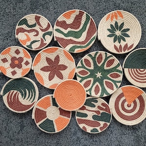 Boho Wandkorb 12er-Set, Wandkorb 12er-Set, Wandkorb, Wandseil-Set, Boho-Wanddekor, Wandrunde Schüssel, Wandkunst, Boho-Wanddeko