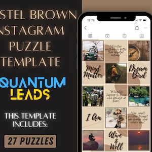 Pastel Brown Instagram Puzzle Template | 27 Instagram Posts Puzzle Layout