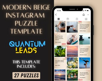 Modern  Beige Layout Design Instagram Puzzle template | 27 Instagram Posts Puzzle Layout