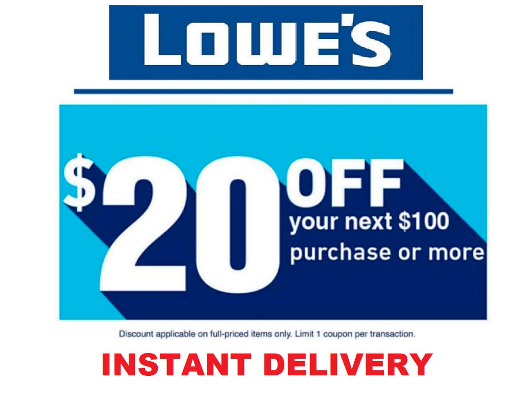 Lowes 20 off 100 Online or Instore Coupon Exp 12/7/23 Lowes Etsy