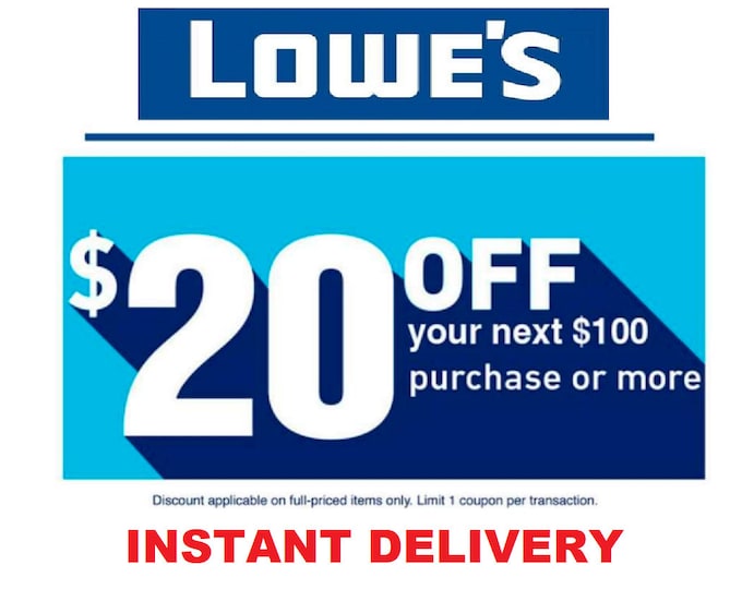 Lowes 20 off 100 Online or Instore Coupon Exp 12/7/23 Lowes Coupon Etsy