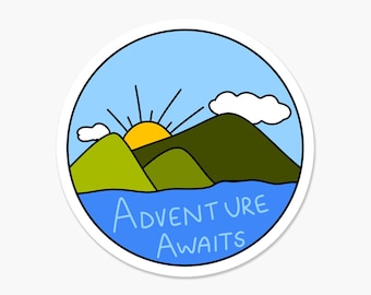 Adventure Awaits Round 3 x 3 in - Travel Sticker