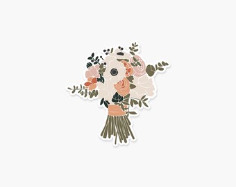 Boho Bouquet of Flowers - Wildflower Sticker Vinyl Decal Cottagecore Gift