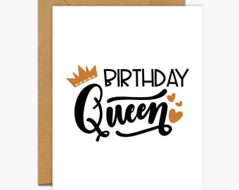 Birthday Queen Card | Elegant Greeting Card with Kraft Envelope