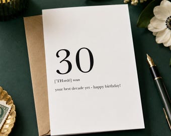 30th Birthday Card: Witty Definition for Decade Yet