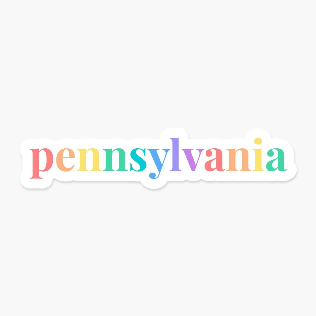 Pennsylvania Sticker Colorful Letters Weatherproof Vinyl Decal for ...