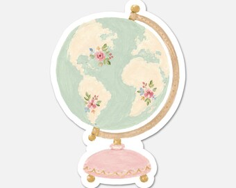 Antique Globe - Pink Vintage Sticker