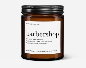 Barbershop Scented Candle Fresh Aquatic Soy Wax Candle for Men