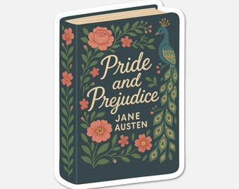 Pride And Prejudice Book Sticker Jane Austen Literary Waterproof Vinyl | Bookish Gift for Readers