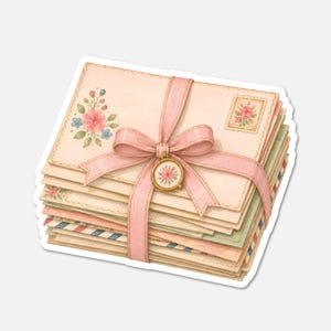 Stack Of Envelopes - Pink Vintage Sticker