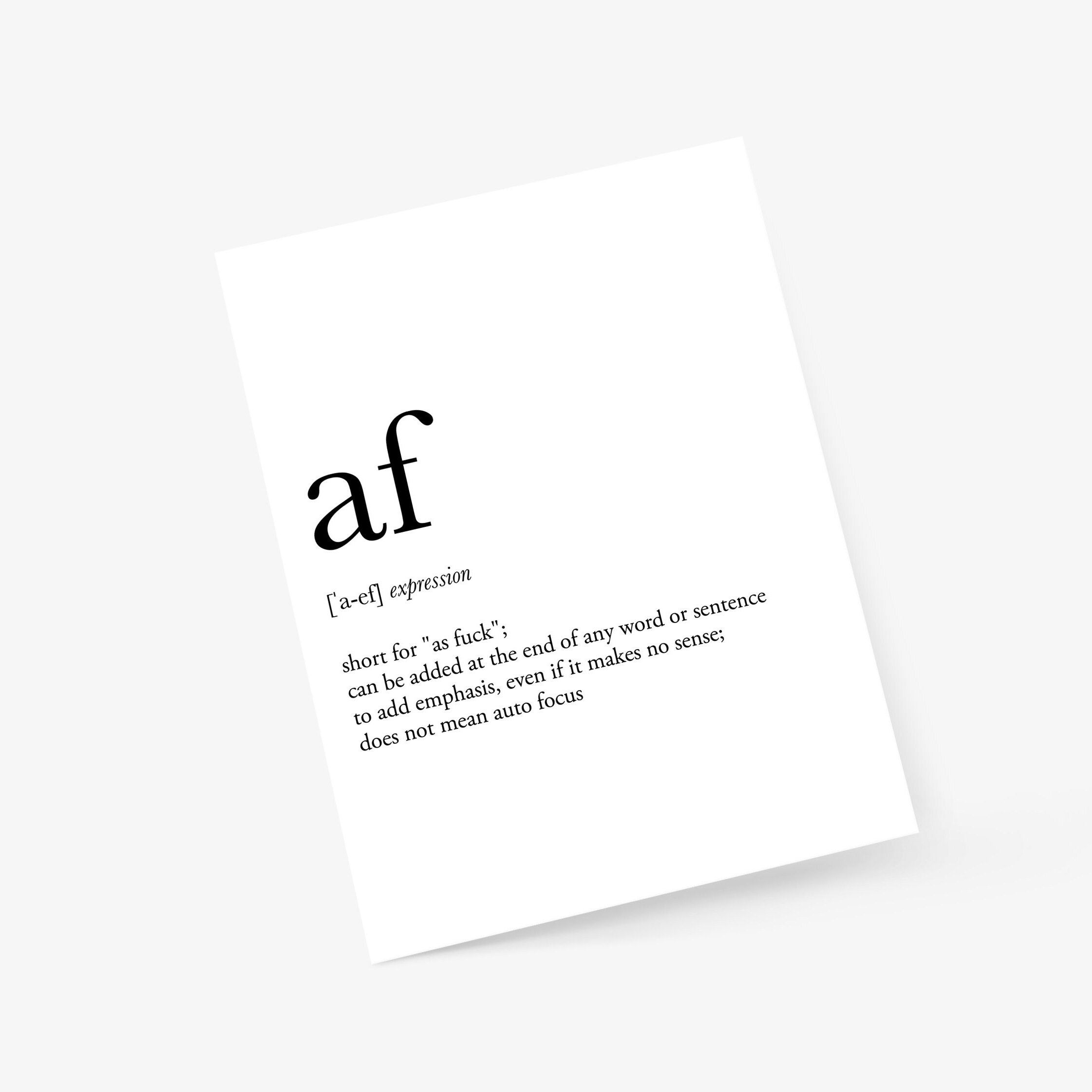 Af Definition Everyday Greeting Card - Etsy