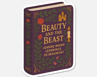 Beauty And The Beast by Jeanne-Marie Leprince de Beaumont - Book Sticker Classic Fairytale Vinyl Reader
