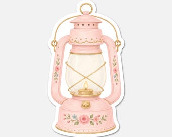 Floral Lantern - Pink Vintage Sticker