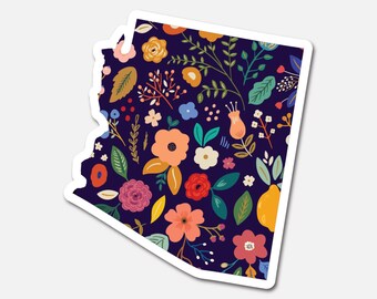 Arizona Navy Floral State Sticker Vinyl Waterproof Laptop Sticker Travel Gift
