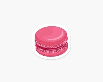 Cherry Macaron Vinyl Sticker, Cute Dessert Laptop Decal