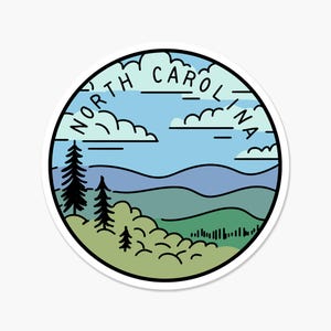 North Carolina Illustrated US State 3 x 3 in - Travel Sticker