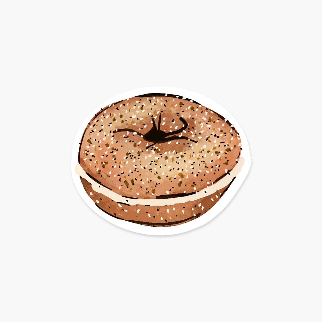 Bagel Sticker Design Everything Bagel 2.2 X 1.5 in - Food Sticker - Etsy