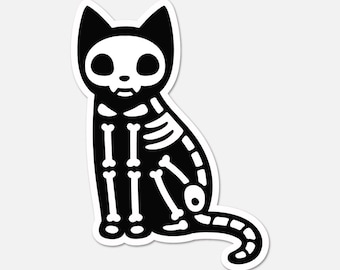 Black Cat Skeleton X-Ray - Cat Sticker