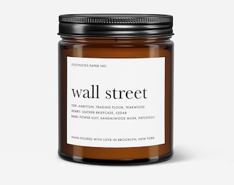Wall Street Soy Candle, Teakwood Leather Musk, Brooklyn Hand-Poured