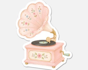 Retro Gramophone - Pink Vintage Sticker