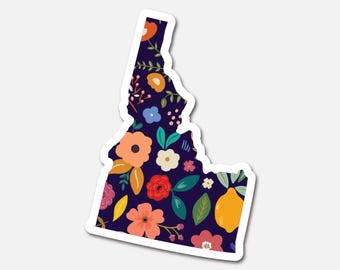 Idaho Navy Floral State Sticker