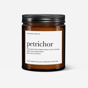 Petrichor Candle, Fresh Rain Scent, Earthy Aromatic Soy Candle, Brooklyn Hand-Poured