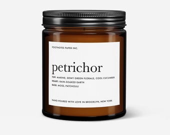 Petrichor Candle, Fresh Rain Scent, Earthy Aromatic Soy Candle, Brooklyn Hand-Poured