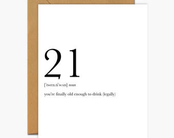 Funny 21st Birthday Definition Card, Adult Humor