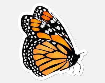 Pegatina de perfil lateral de mariposa monarca, vinilo impermeable, regalo natural para jardineros y lectores.