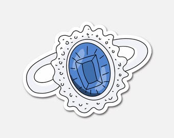 Princess Diana Sapphire Ring Vinyl Sticker Elegant Royal Jewelry Art