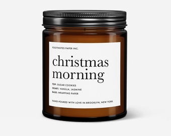 Christmas Morning Soy Candle, Sweet Vanilla, Sugar Cookie Scent