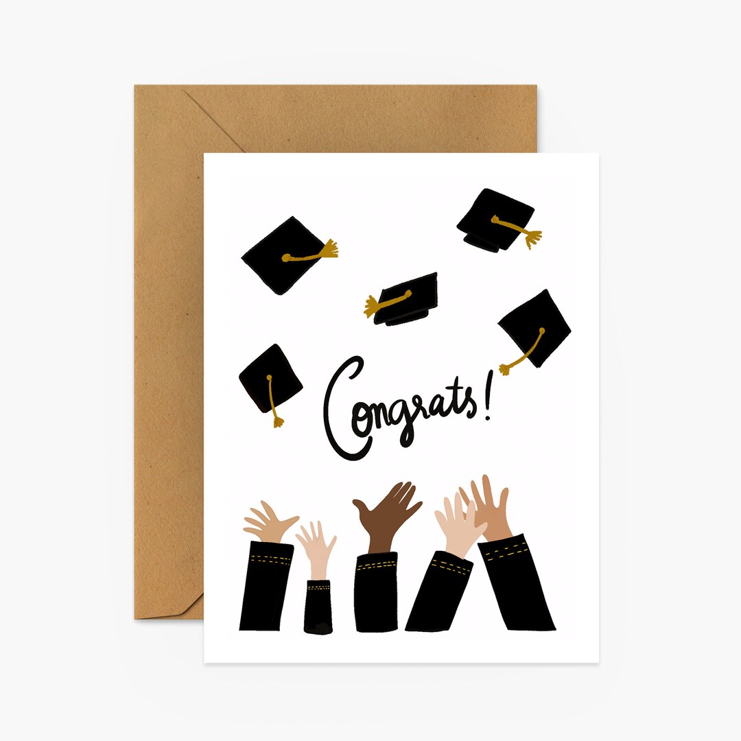 Congrats Graduation Hats Graduation Greeting Card - Etsy