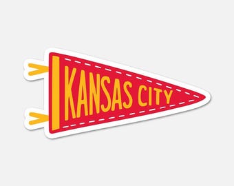 Kansas City Football Pennant Sticker Vinyl Sports Decal for Laptop Water Bottle or Journal
