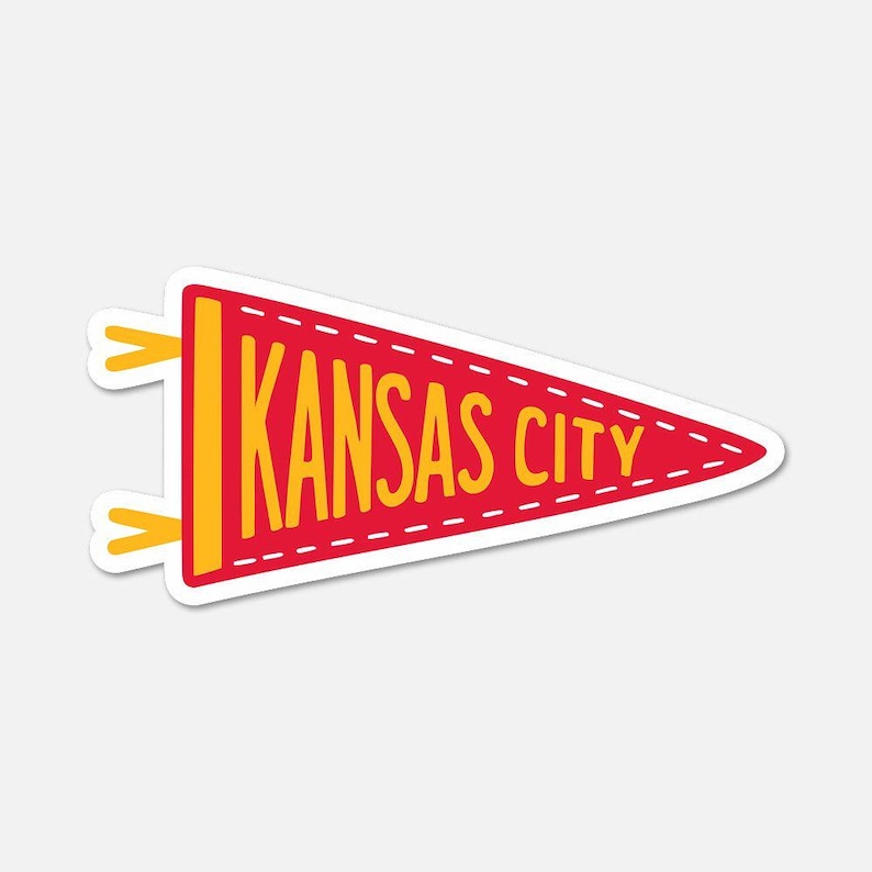 Kansas City Football Pennant Sticker Vinyl Sports Decal for Laptop Water Bottle or Journal image 1