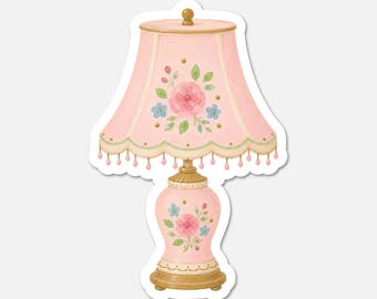 Floral Lamp - Pink Vintage Sticker
