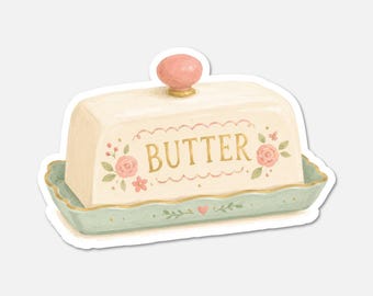 Butter Dish - Pink Vintage Sticker
