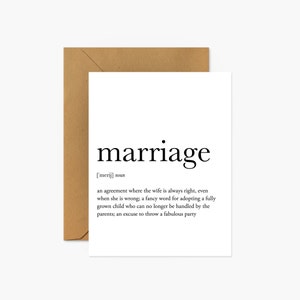 Marriage Definition Wedding & Anniversary Greeting Card