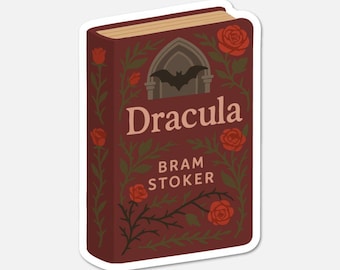 Dracula Book Sticker by Bram Stoker, Gothic Horror Vinyl Decal Laptop Journal Water Bottle