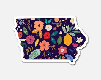 Indiana Navy Floral State Sticker