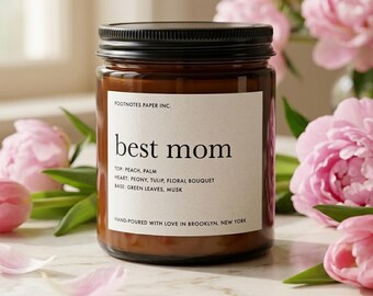 Best Mom Floral Soy Candle, Tulip Peony Scent, Mother's Day Gift