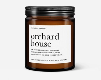 Orchard House Candle Woody Earthy Mahogany Cedar Soy Candle Book Inspired Cozy Home Fragrance Literary Gift